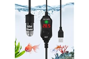 MuseMusy Riscaldatore Acquario, Mini Serbatoio di Pesce Riscaldatore 10W con LED Temperatura Digitale Display Temperatura Ecologica Riscaldatore Regolabile per Acquari da 1-5 Litri