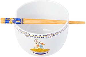 Silver Buffalo Ratatouille Bol à ramen en céramique avec baguettes 590 ml