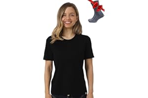 Merino.tech 100% Merino T Shirt Damen - Merinowolle Sport Wandern Thermoshirt Damen + Wandersocken