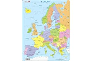 Larsen A8 Mappa Politica dell'Europa per i Bambini più Piccoli, Edizione Italiano, Puzzle Incorniciato con 37 Pezzi