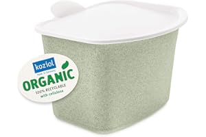 Koziol BIBO ORGANIC Biomülleimer Küche 3L (organic green), Komposteimer mit Deckel, Bio Mülleimer für die Küche, geruchsdicht & abwaschbar, Klappdeckel abnehmbar, klein & spülmaschinenfest