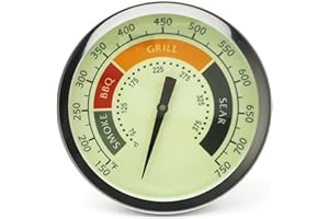 WEMEIKIT 3 1/8” Large Upgraded BBQ Thermometer Gauge for Oklahoma Joe’s Smoker Grill & Most Charcoal Pellet Wood Pit Smoker Grills, 1/2 NPT Male Thread Temperature Gauge Replacement, Luminous Thermostat