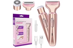 IKELY Elektrischer Rasierer für Frauen,Elektrischer Rasierer Damen,2 in 1 Nass- und Trockenrasierer,Wasserdichter Elektrischer Rasierer Gesichtshaarentferner für Bikinizone Achseln Beinen Armen und Gesicht