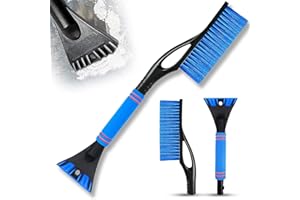 Tuofang Eiskratzer Auto mit Besen, 2 in 1 Abnehmbarer Eisschaber, Schnee Auto Besen mit Rutschfestem Schaumstoffgriff für PKW, LKW und SUV Windschutzscheibe, Fenster zu Hause (67cm) (Blau)