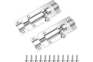 Zydiwo 4 Pezzi Bullone Serratura Porta Inox Acciaio Chiavistello Scorrevole Serratura con Viti di Montaggio per Giardino Cantiere Porta per Animali Domestici (3 pollici)