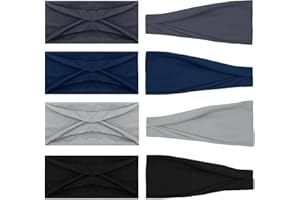 TERSE Haarband Damen Stirnband Stirnbänder Sport 4 Stück Elastisch Baumwolle Breit Frauen Haarreifen Yoga Haarbänder Sommer Bandana