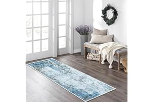 JURLEA Tappeto per corridoio Tappeto antiscivolo per corridoi cucina e soggiorno Non perde è lavabile e leggero (60 x 240 cm, Crema/Blu)