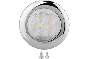 AKOZON 6 pezzi LED di poppa di ancoraggio luce di cupola di poppa in acciaio inossidabile bianco luce di navigazione per barca marina yacht rotondo 12 V per barca luce di cupola barca luce LED luce di