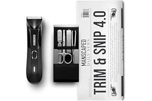 MANSCAPED REFINING THE GENTLEMAN MANSCAPED® Trim and Snip 4.0, Men's Grooming Kit, Includes The Lawn Mower® 4.0 Ergonomically Designed Powerful Waterproof Electric Trimmer and The Shears 2.0 Manicure Set