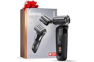 ‎MANSCAPED REFINING THE GENTLEMAN Golarka foliowa dla mężczyzn MANSCAPED® The Chairman™ PRO — dwie wymienne głowice ostrzy, trymer foliowy SkinSafe® z czterema ostrzami i zarostem, ładowanie USB-C i bezprzewodowe, blokada podróżna