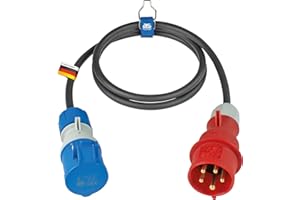 as - Schwabe CEE-Adapterleitung Caravan 1,5 m, CEE-Stecker 400 V / 16 A / 5-polig & CEE-Kupplung mit powerlight Spannungsanzeige und Klappdeckel 230 V / 16 A / 3-polig, IP44, Made in Germany, 61391