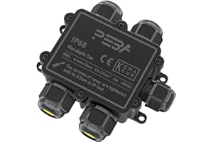 PEBA® IP68 Waterproof Junction Box, 5-Way Outdoor Cable Connector, Wire Extension Electrical Protector for Cable Diameter Ø4mm-14mm Black