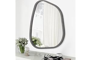 HLFMVWE Asymmetrischer Spiegel Unregelmäßiger ovaler Wandspiegel Moderner Holzrahmen Einzigartige Form an der Wand Spiegel Dekorativ für Wohnzimmer Schlafzimmer Badezimmer 40 x 30CM