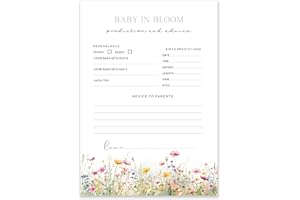 THE LITTLE PARTY COMPANY Baby in Bloom Prediction and Advice Cards, A5 Size, 15 Cards per Pack, Wildflower Meadow Design, Baby Shower Game and Keepsake