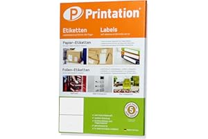 ‎PRINTATION Printation Universal Versandetiketten 210 x 148 mm weiß permanent selbstklebend - 10 DIN A4 Bogen à 2 Klebeetiketten zum bedrucken 1x2 - Adress-Aufkleber/DHL Paket Etiketten selbstklebend bedruckbar