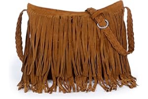 AdiStylinno Fringe Crossbody Bags for Women, Large Capacity Tassels Shoulder Bag with Adjustable Woven Shoulder Strap, Vintage Suede Hobos Bag for Travel