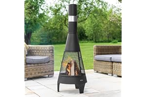 Harrier Cheminées de Jardin - Petit/Moyen/Grand Foyer extérieur | Tisonnier Inclus | Bois & Charbon de Bois (Cheminée de Taille Moyenne)