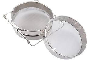 Zerone Honigsieb Doppel-Sieb Honigfilter Edelstahl, Doppel Edelstahl Honigsieb Verstellbaren Honigfilter Bienenzucht Honigfilterung für Küchensieb