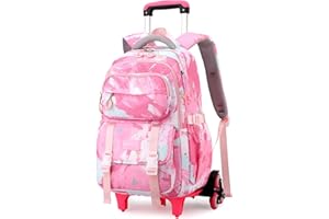 PROTAURI Mochila Rodante para Niñas Niños Impermeable para Estudiantes Mochila Carro Escolar Primaria con 6 Ruedas para Edades de 7 a 12 Años