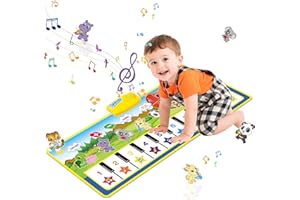 PlinkPlunk Piano Mat, Toys for 1-4 Year Old Boys Girls, 39.5" X 14" Musical Mat 8 Instrument Sounds Dance Mat for Toddlers Touch Play Dancing Mat Toy for 1 2 3 Year Old Boys Girls Gifts