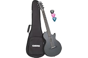 Cascha Gitara akustyczna z włókna węglowego, dla początkujących, dla dorosłych, w podróży, akustyka, w zestawie torba gigbag, pasek do gitary, ściereczka do czyszczenia, kostki, struny zapasowe
