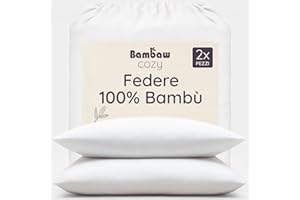 Bambaw Federa bambu 50x70 cm, Confezione da 2, Federa antisudore, antiacaro e antirughe, Federe cuscini per letto morbide ed eleganti, Federe per cuscini bambu fresche e traspiranti (Bianco)