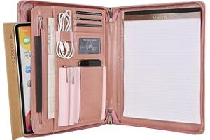 YLYYHH Dokumentenmappe A4 Leder, Vegane Ledermappe Konferenzmappe a4, Schreibmappe a4 Leder, Aktenmappe mit Reißverschluss für Lebenslauf/Interview (Rosa, Standard)