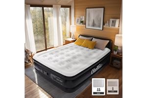 OlarHike Inflatable Air Mattress, Air Bed with Built-in Electric Pump, King Blow Up Self-inflating Guest Airbed with Flocked Surface for Camping or Home Use, 203x152x46cm(Black)