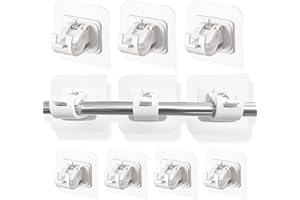 SHFYFHS 10 Stück Gardinenstangenhalter Transparent, Selbstklebende Gardinen Stangen Halterung, Gardinenstange Ohne Bohren, Ohne Bohren Gardinenhakenhalterung,für Küche,Badezimmer,Schlafzimmer und Hotel(weiß)