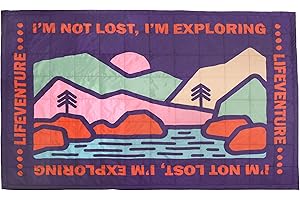 Lifeventure Sundown Fleece Lined Camping Blanket – Windproof and Water Resistant Warm Thermal Throw for Camping, Road Trips, Van Living and Picnics 200 x 140cm, Mountain