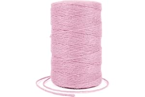 Uiopa Ficelle Jute 2mm x 200m, Ficelle Corde Jute Naturel Fil de Jardinage Corde Chanvre, Cordelette pour Jardin, Bricolage d'art Créatif, L'emballage Cadeau, Deco Noel (Rose)