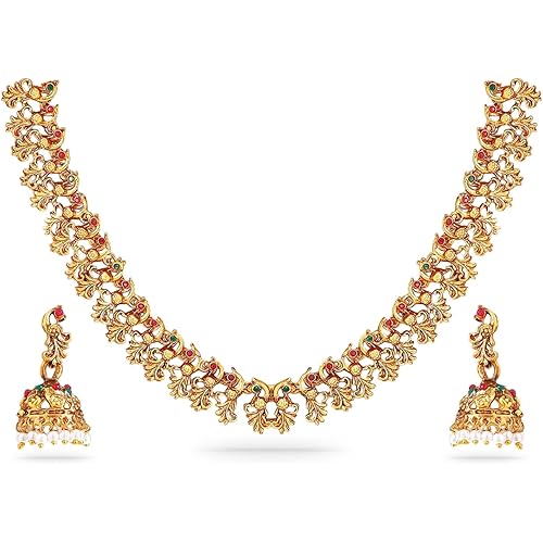Rubans Necklace Set Gold Plated Floral Design Jewellery Gift for Women & Girls