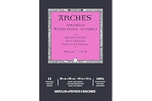 Arches- Blocco Enc 26x36 12H Aquarelle 100% Satin 300g Blanc Nat, Colore Bianco Naturale, A1795098