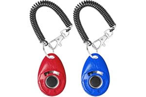 Acehome 2 Pack Dog Training Clicker with Wrist Strap, Pet Training Clicker with Big Button Effective Behavioral Training Tool for Cats Birds Puppy Recall