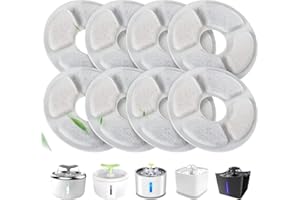 WEIKEY Filtri Fontanella per Gatti, 8 Pezzi Filtri Ricambio per Fontana per Gatto di Cane, Filtro per 2-2.5L Fontana, Con Triplo Sistema di Filtraggio a Resina e Carboni Attivi