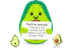 KufaerBeam Funny Positive Avocado Crochet Dolls,Handmade Emotional Support Vegetables with Positive Card Knitted Cute Encouraging Gift for Kids Adults Friends Classmate Girlfriends