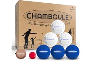 MASSA | CHAMBOULE - Jeu de Pétanque Intérieur et Extérieur - Boules Bleues et Blanches - Kit avec Cochonnet, Mètre et Sac de Transport - Pétanque Tout Terrain - Cadeau Enfants et Adultes