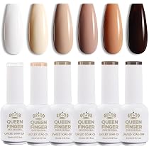 Buy QUEENFINGER Gel Nail Polish Set - 6 Colors Nude Pink White ...