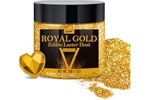 VIVIDYE Edible Glitter Essbarer Glitzer - 30g Essbarer Glitzerpulver Glitzerstaub für Getränke, Lebensmittel, Kuchen - Essbares Metallisch Lebensmittelfarbe Glitzerpuder zum Cocktails,Torten(Königliches Gold)