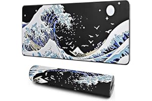 Giecy Gaming Mouse Pad, XXL Keyboard Mouse Mat Desk Pad with Non-Slip Rubber Base for Office & Home Computers, Laptop, Gaming (Sea Wave, 80 x 30 cm)