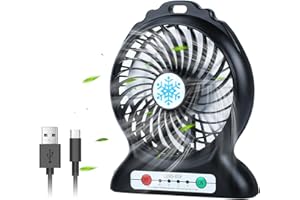 GAOJIE Ventilateur USB, Mini Ventilateur Silencieux avec 3 Vitesses Réglables, Ventilateur Portable Rechargeable USB, pour Bureaux, Bibliothèques, Chambres, Automobile y Voyage(Noir)