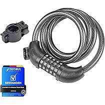 Antifurto Per Bici A Combinazione 5 Cifre – Cavo In Acciaio 120 Cm Con Staffa – Lucchetto Regolabile Per Moto E Scooter