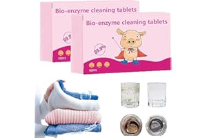 PELINUAR Tabletas de limpieza bio-enzimas multifuncionales, sal explosiva de bio-enzimas, lavado activo de enzimas biológicas, potentes tabletas de limpieza de bio-enzimas para eliminar manchas para ropa,