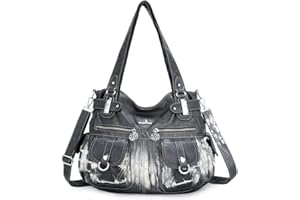 ANGEL KISS Conception de sac à main en cuir Angelkiss/épaule/épaule/large capacité 8 petites poches pour filles/femmes