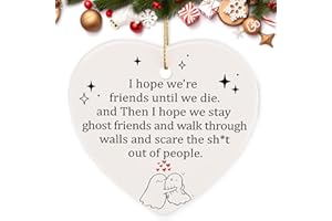 PRSTENLY Best Friend Christmas Birthday Gifts Ceramic Hanging Heart Shape Ornament, Friendship Gifts for Women Bestie, Retirement Gifts, Thank You Gift for Women Graduation