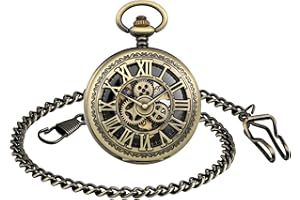 SUPBRO Orologio da Tasca Meccanico Manuale per uomo Donna Quadrante Numeri Romani Traforato