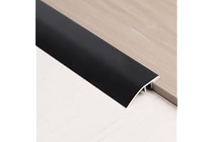 EXLECO Barre de Seuil Rattrapage de Niveau Seuil de Porte 0.9m*43mm Bande de Transition de Sol Aluminium Réducteurs de Seuil Noir Barre de Seuil Large Bande de Seuil pour Rampe de Seuil 5-12mm