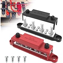 DG busbar met afdekkap 4-voudig M8, zwart – Faraday Energy