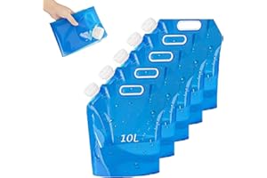 May Huang 5 Piezas 10L Bidón de Agua Plegable, Recipiente de Agua Plegable, Bolsa de Agua Plegable, Tanques de Agua Potable Portátiles para Viaje, Acampar Senderismo Picnic BBQ