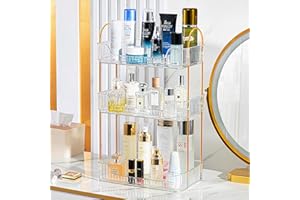 Lighterday Makeup Organiser,Cosmetics Organiser Skincare Organiser Perfume Organiser Spice Organiser Bathroom Organiser Makeup Storage for Dresser, Bedroom, Bathroom (3 Tiers White)